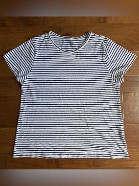 J.CREW Women’s XXL Striped Short Sleeve Crew Neck Cotton T-Shirt White Navy